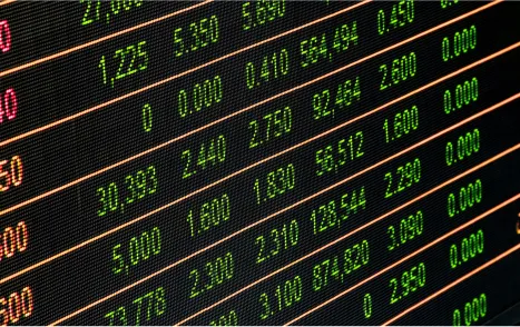 Electronic board showing stock prices